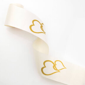ivory with gold hearts car ribbon