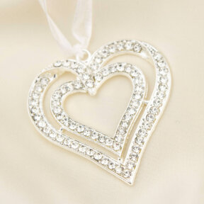 designer diamante hearts bridal charm
