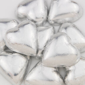 silver chocolate hearts