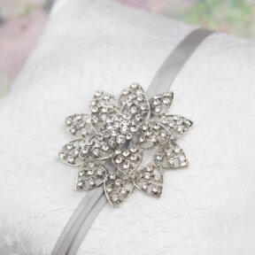 designer diamond flower satin ring pillow