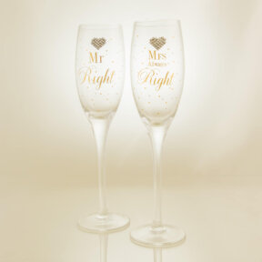 Mr Right and Mrs Always Right Champage Flutes