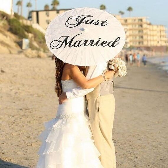 just married parasol