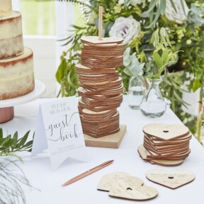 Wooden Hearts Guest Book