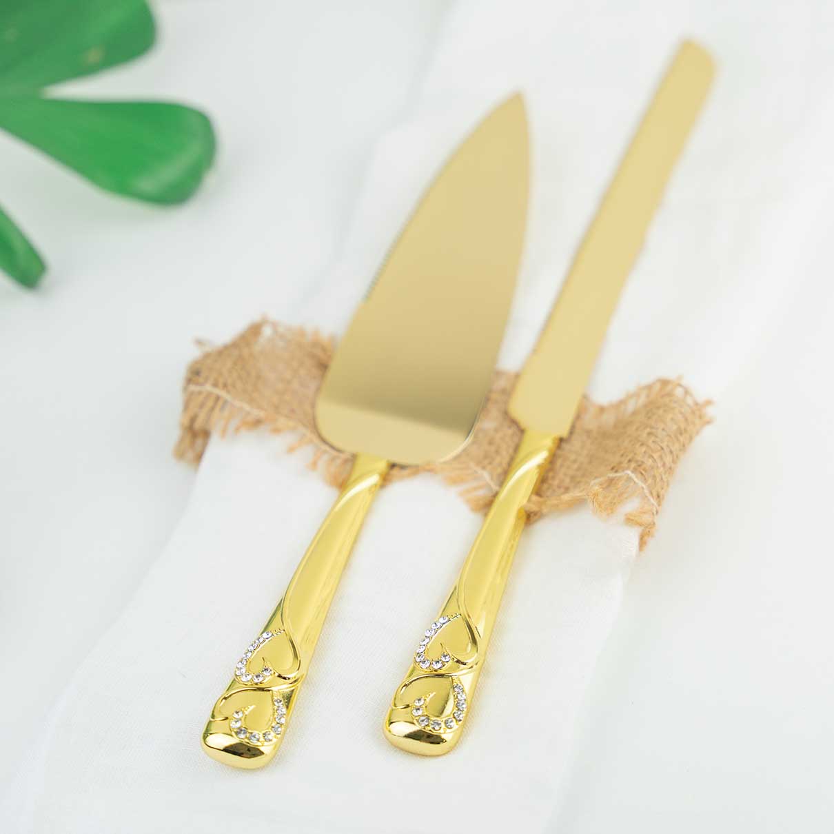 Gold Sweethearts Cake Knife and Server