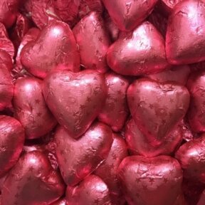 pink embossed white chocolate hearts