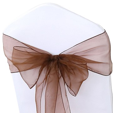 shimmering chocolate organza chair sashes