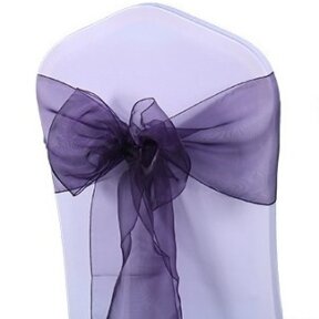 shimmering dark purple organza chair sash