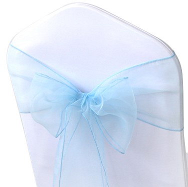shimmering light blue organza chair sashes