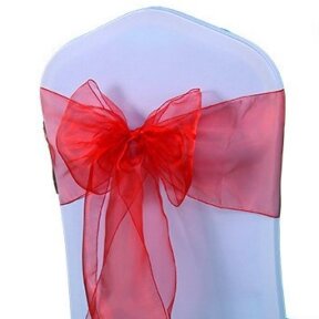 shimmering red organza chair sashes