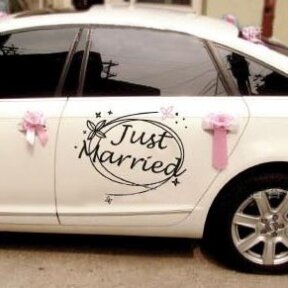 Just Married with Flowers Car Decal