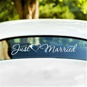 Just Married with Love Heart Wedding Car Decal